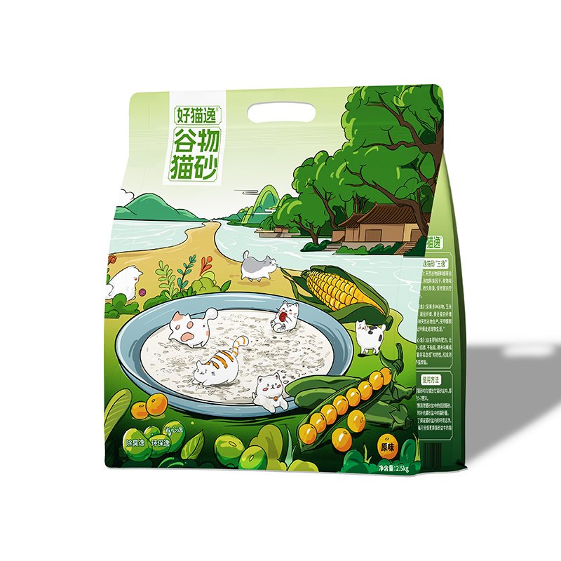 Grain mixed cat litter